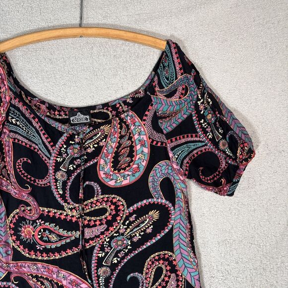 Angie Mini Dress Women’s Size L Bohemian Boho‎ Paisley Festival - Picture 4 of 12